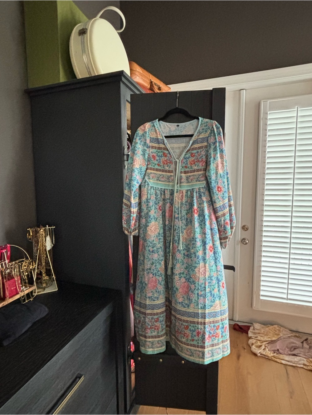 Spell Maxi Dress in Aqua Blue and Pink Floral